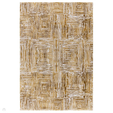 Kuza Portrait Modern Abstract Distressed Shimmer Hi-Lo Textured Soft Velvety Touch High-Density Durable Easy-Care Short Pile Gold Rug-Asiatic Carpets-Rug Love - The Most Loved Rug Store